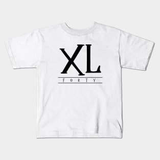 XL (Forty) Black Roman Numerals Kids T-Shirt